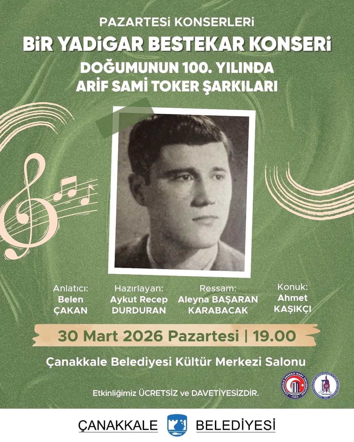 Çanakkale'de Sanat Dolu Bir Akşam: 100. Yılında Arif Sami Toker Şarkıları Yankılanacak!