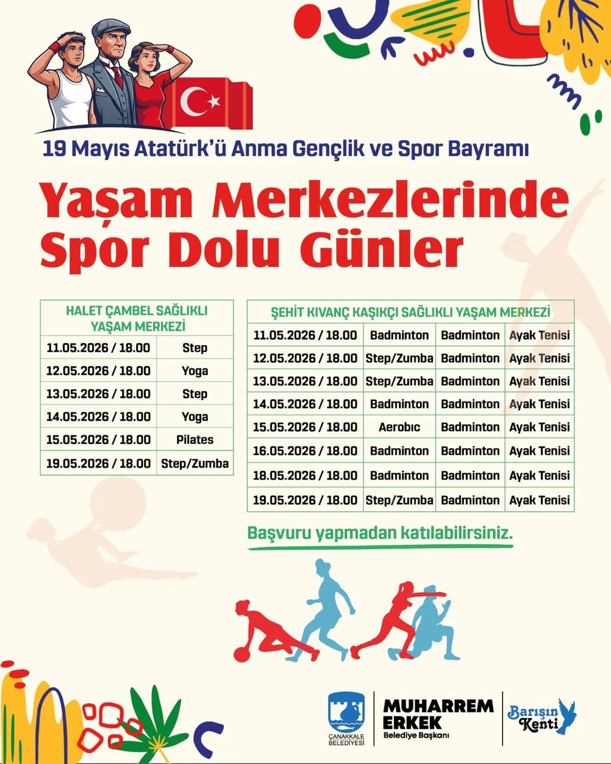 Çanakkale'de 19 Mayıs Coşkusu: Yaşam Merkezlerinde Spor Dolu Günler Başlıyor!