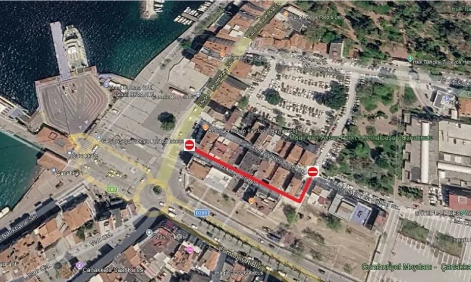 Çanakkale Eski Hükümet Sokak 5 Gün Tek Yönlü Kapatılacak