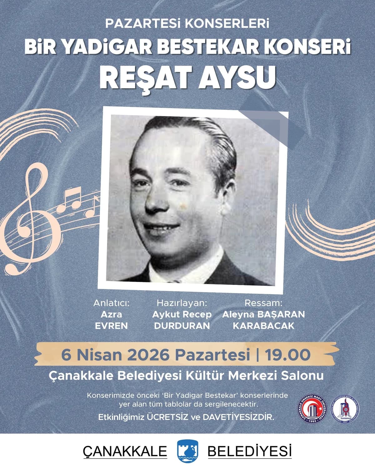 Pazartesi Konserleri Devam Ediyor: "Bir Yadigâr Bestekâr: Reşat Aysu" Sahnesi!