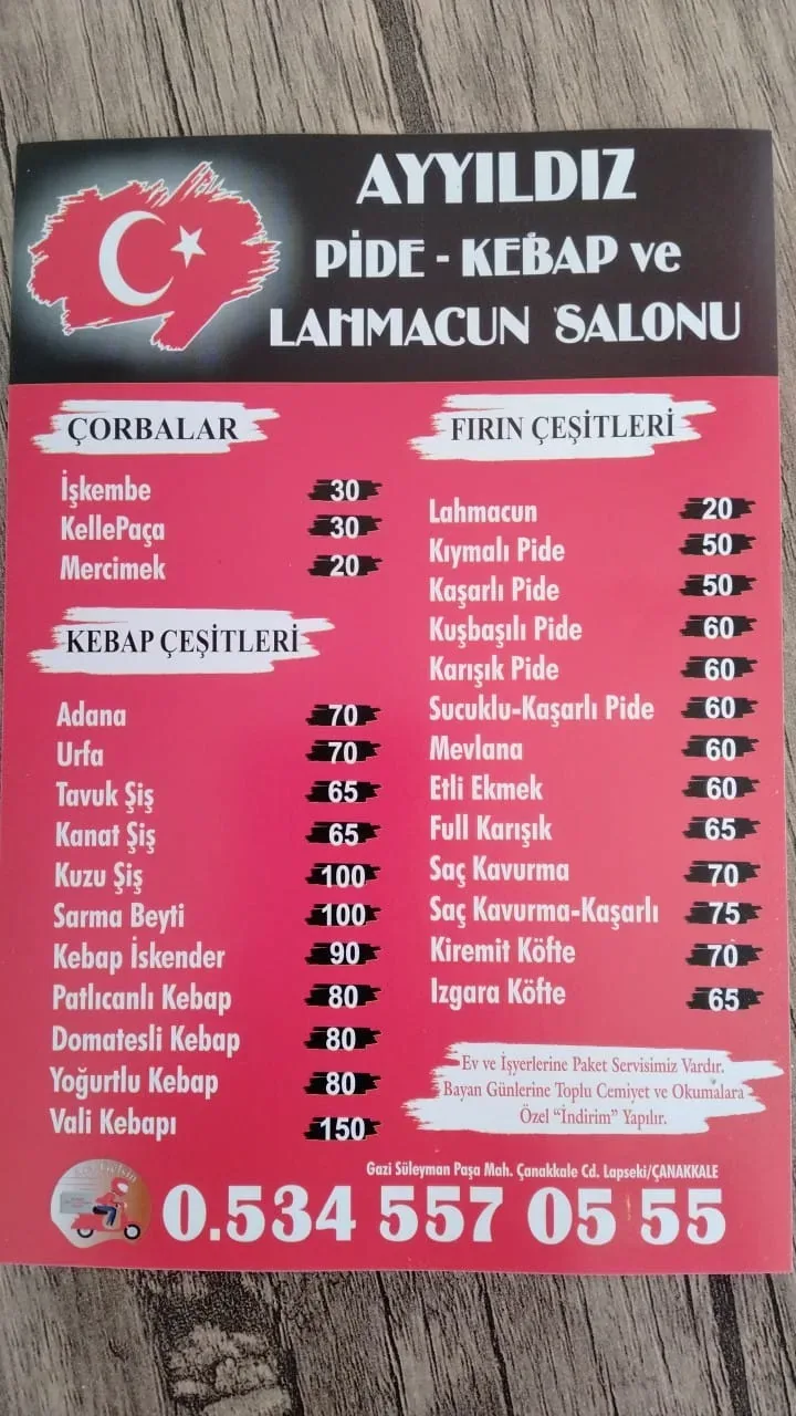 Lapseki Ayyıldız Pide Kebap Lahmacun Çorba Yemek Lokanta 24 Saat Açık